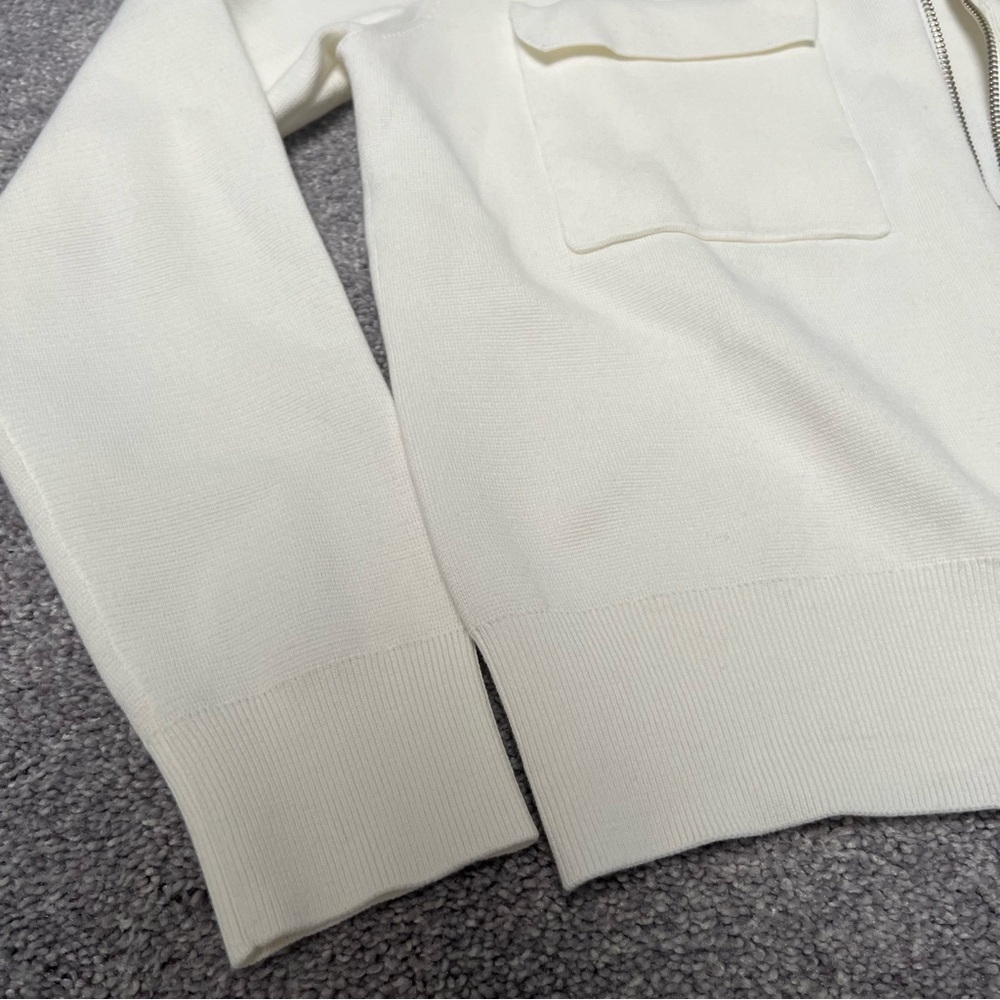 Kokun Cropped Cream Zip-Up Jacket 100% cotton Bomber Spring jacket size medium - Picture 4 of 8